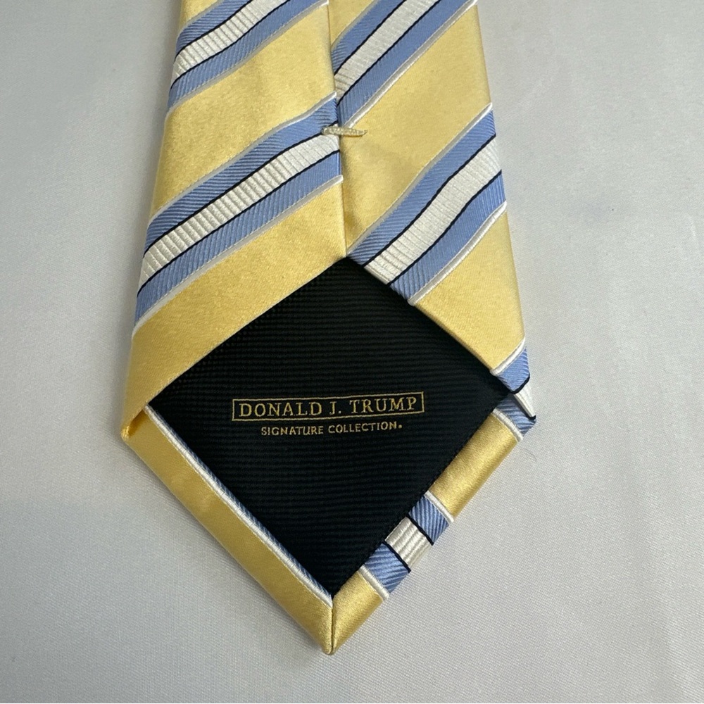 Donald J. Trump Signature Collection Yellow and Blue Striped Tie 60” x 3.25”